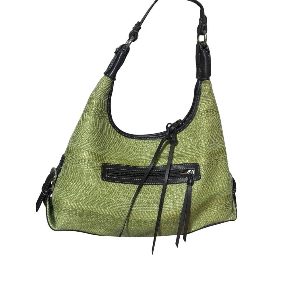 Worthington VTG 90s Green Woven Chevron Hobo Bag Shoulder Purse boho chic Y2K